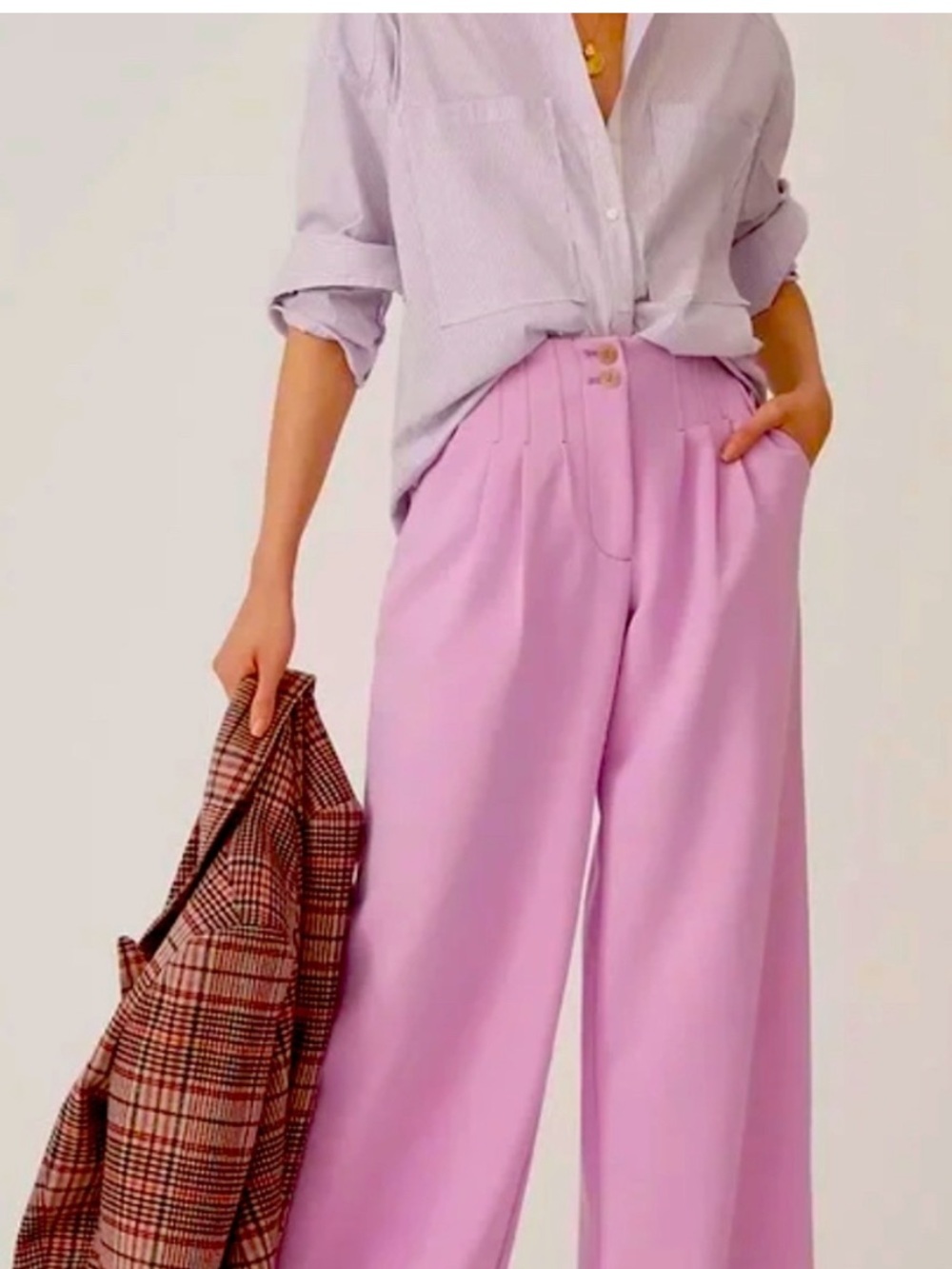 Maeve Anthropologie Wide-Leg Pants — Light Lavender Pink